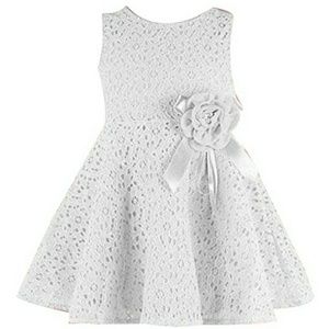 NWT GIRLS FLOWER SOLID WHITE LACE DRESS